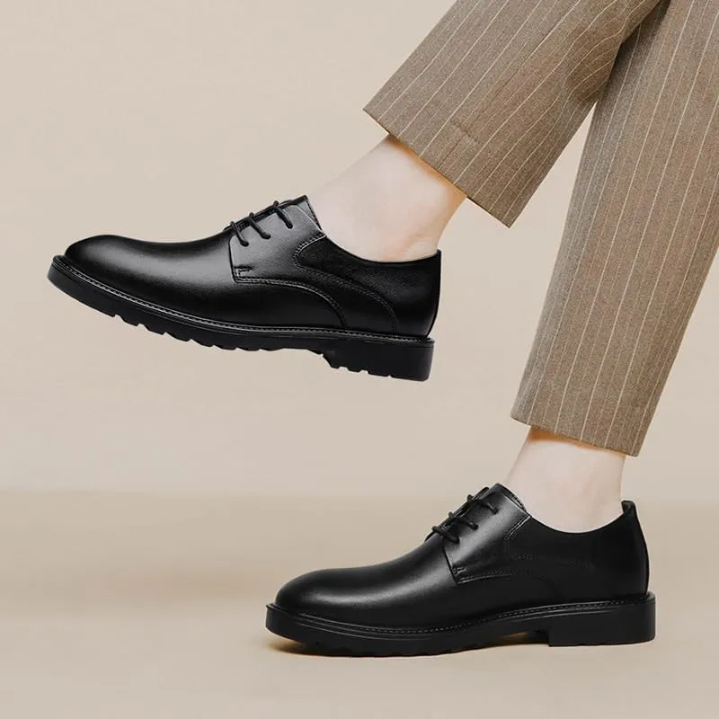 Mens Wingtip Oxford Shoes Leather Brogue Dress Shoes Business Formal Comfortable Lace Up Shoes for Wedding Office(7.5)