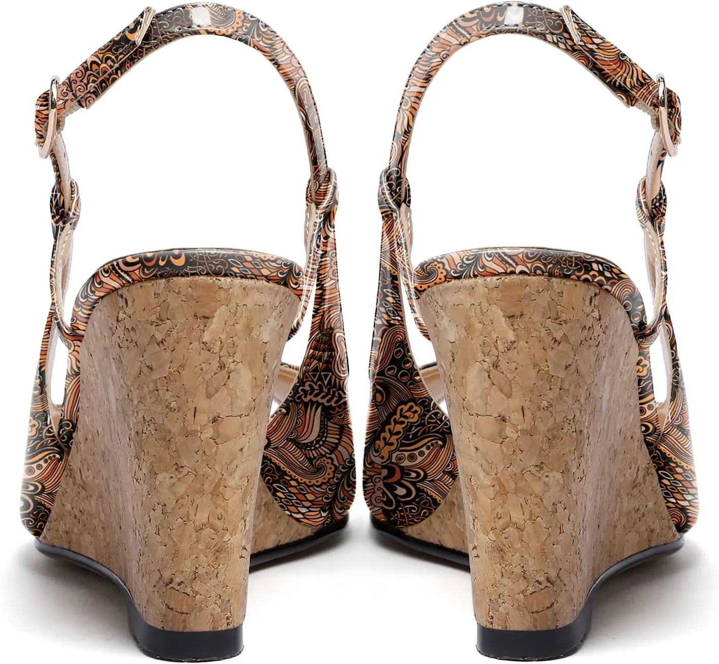 Mettesally Wedge Sandals for Women, Ankle Strap Slingback High Cork Heels Open Peep Toe Women Summer Office Dress Shoes