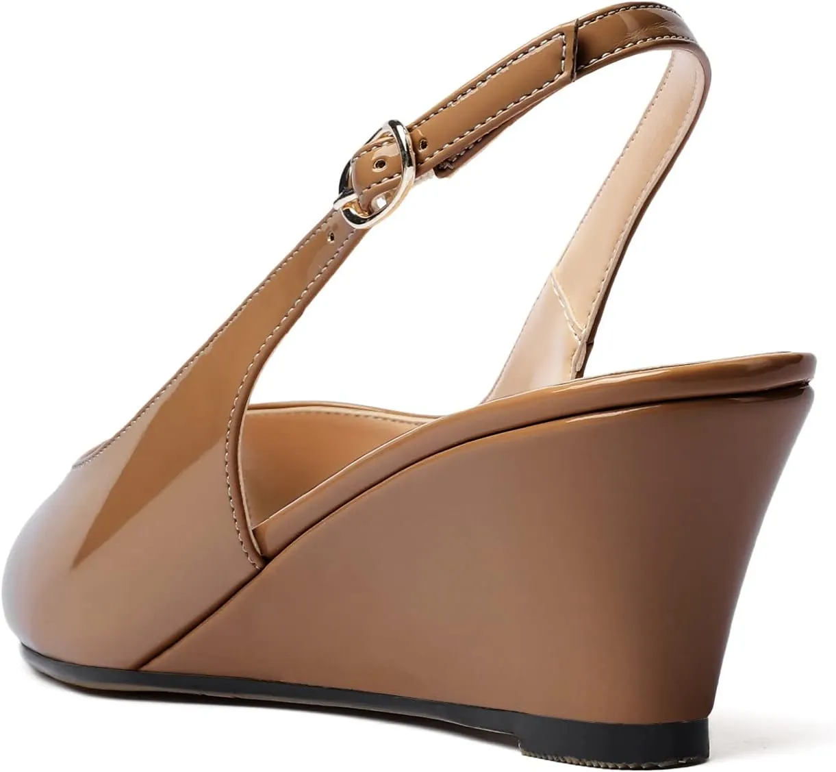 Mettesally Womens Slingback Wedge Heel Pumps Peep Toe Mid Heels Slip On Comfort Office Work Dress Heeled Shoes