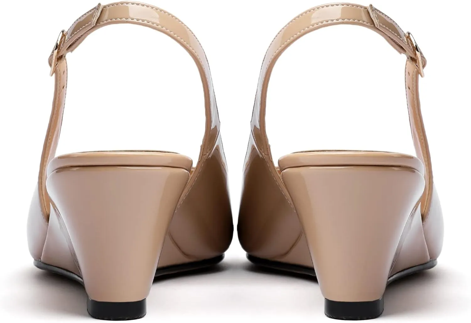 Mettesally Womens Slingback Wedge Heel Pumps Peep Toe Mid Heels Slip On Comfort Office Work Dress Heeled Shoes