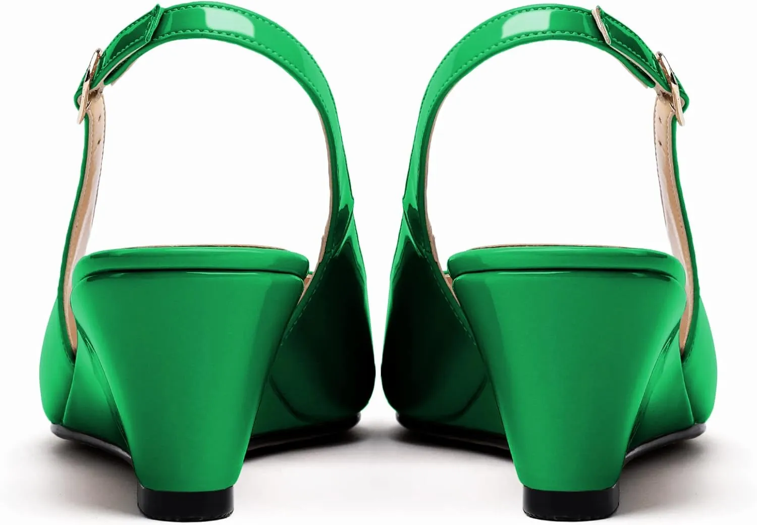 Mettesally Womens Slingback Wedge Heel Pumps Peep Toe Mid Heels Slip On Comfort Office Work Dress Heeled Shoes