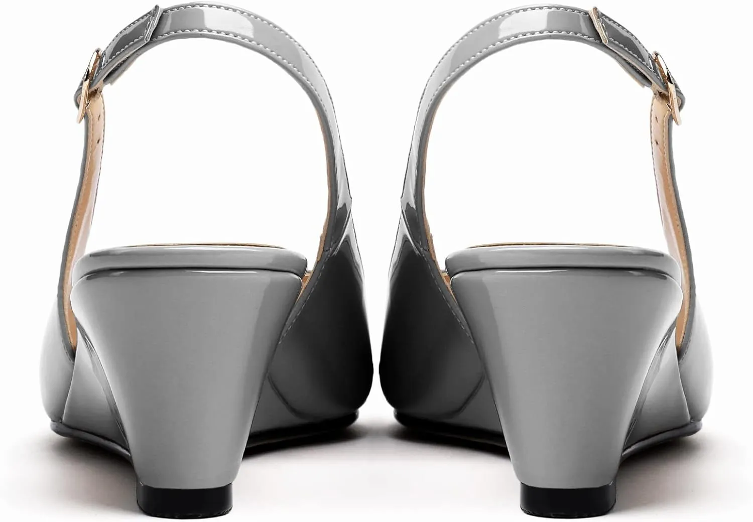 Mettesally Womens Slingback Wedge Heel Pumps Peep Toe Mid Heels Slip On Comfort Office Work Dress Heeled Shoes