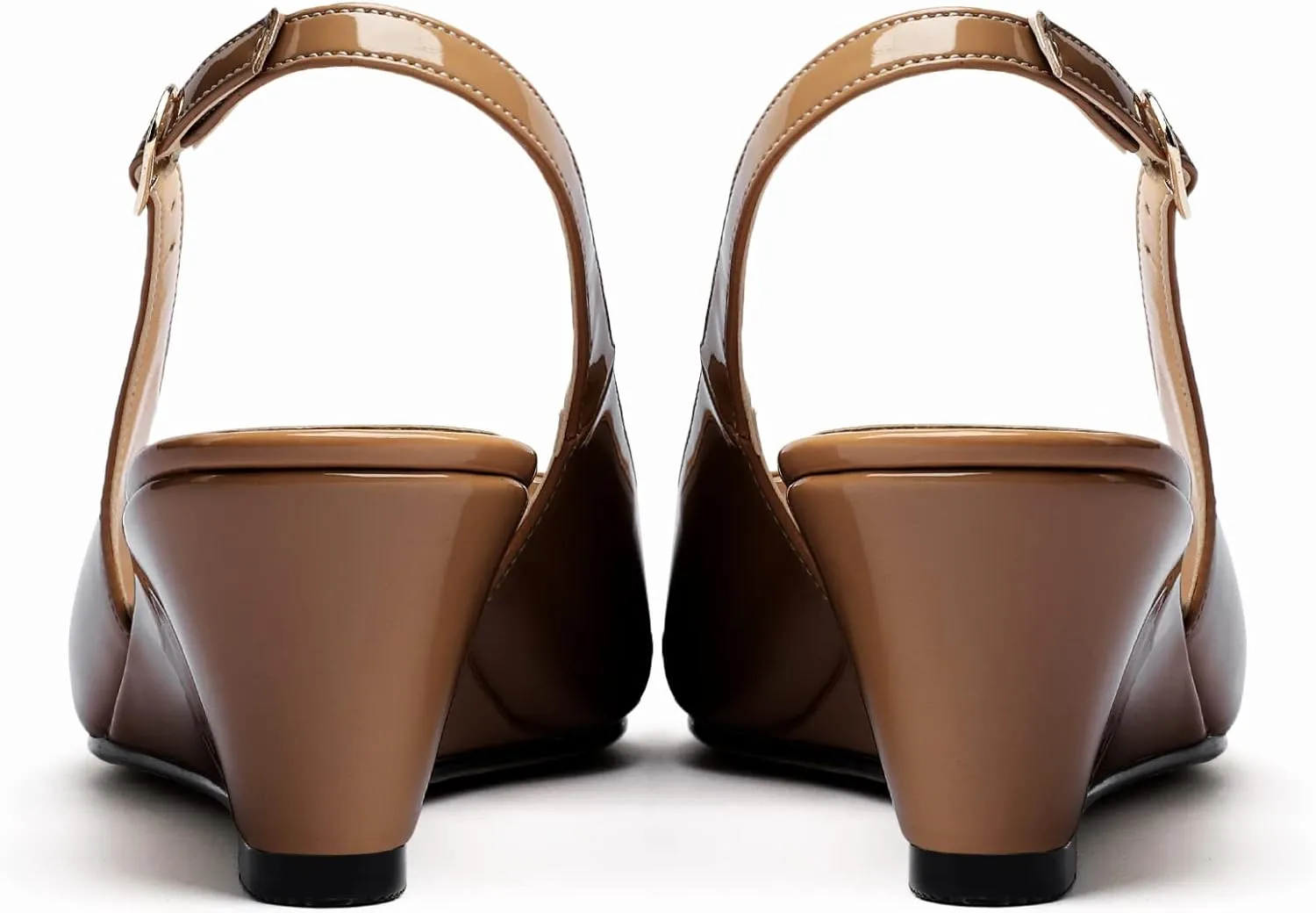 Mettesally Womens Slingback Wedge Heel Pumps Peep Toe Mid Heels Slip On Comfort Office Work Dress Heeled Shoes