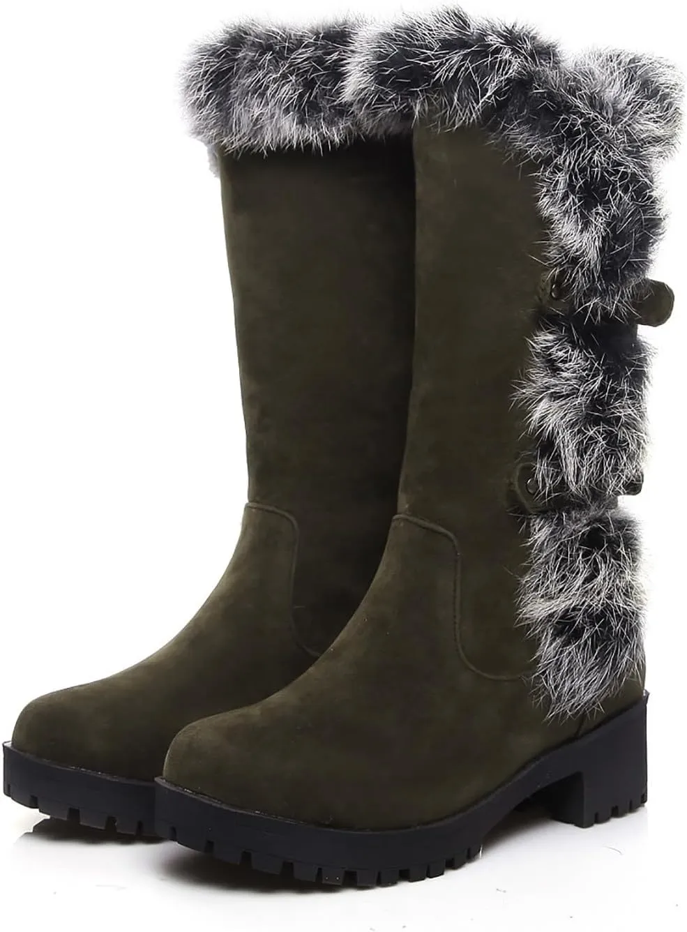 Mid Calf Boots Snow Boots for Women Autumn And Winter Women's Casual Frosted Mid-Length Boots Low Heel Mid-Calf Boots