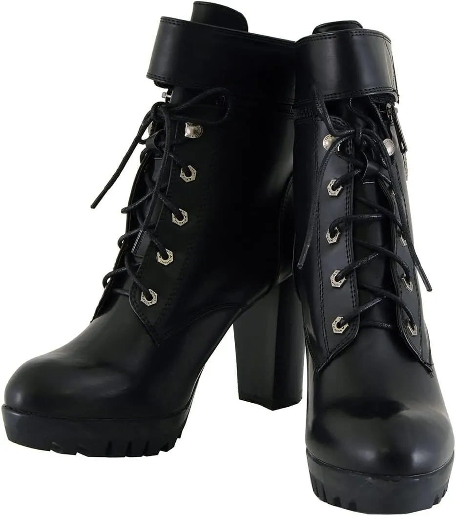 Milwaukee Leather MBL9425 Women's Black Lace-Up Fashion Boots with Double Height Option
