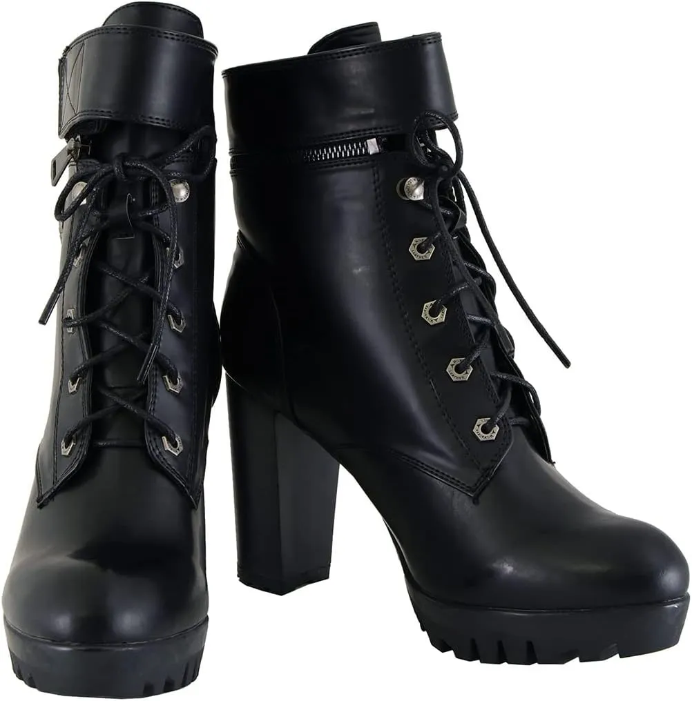 Milwaukee Leather MBL9425 Women's Black Lace-Up Fashion Boots with Double Height Option