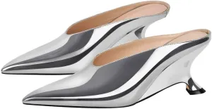 MissHeel Pointed Toe Slip On Unique Wedge Heel Mules 3 inch
