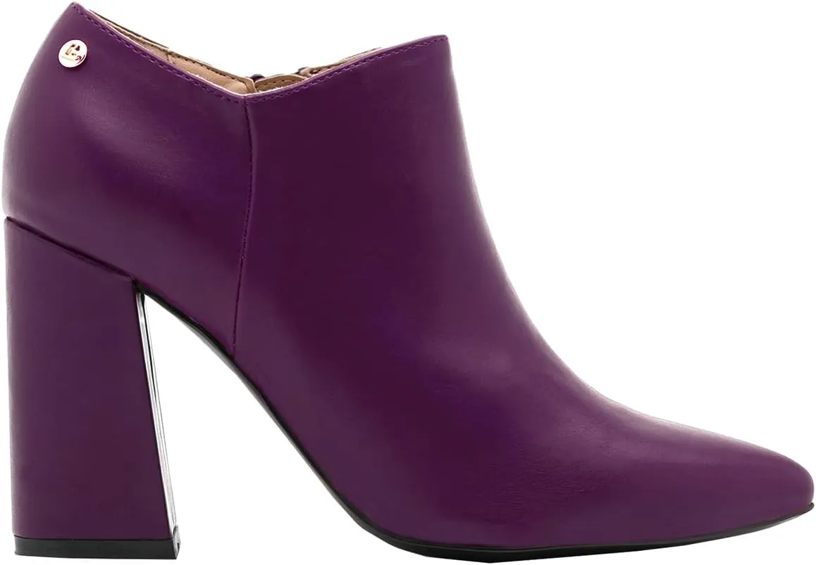 MOOMMO Women Chunky Block Heel Chelsea Ankle Boots Low Cut Zipper Pointed Closed Toe 3.5 Inch Short Booties Matte Leather Comfort Fall Winter Boot Formal Classic Office School Teacher Shoes 4-13 M US