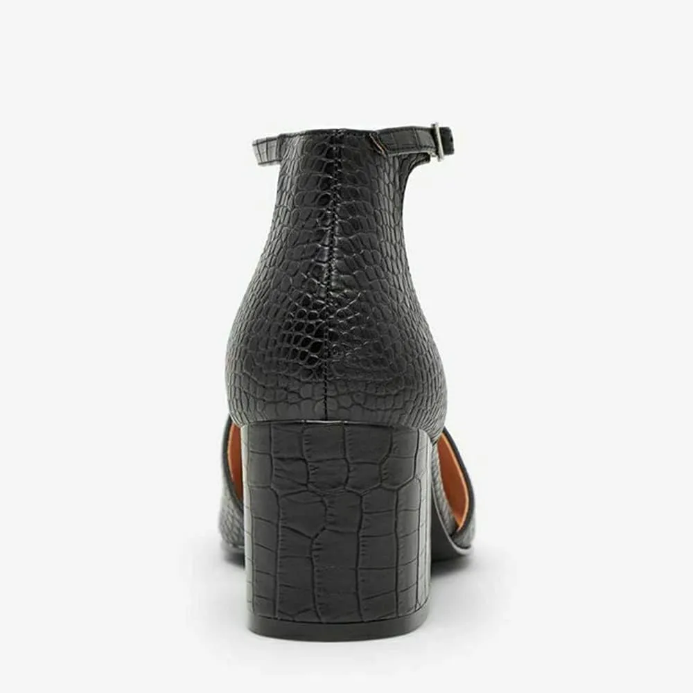 MOOMMO Women Chunky Heel Pumps Ankle Strap D’Orsay Pointed Toe 2 Inch Low Block Heel Sandals Closed Toe Slim Strap Classic Dress Shoes for Work Office Ladies Party Wedding 4-11 M US