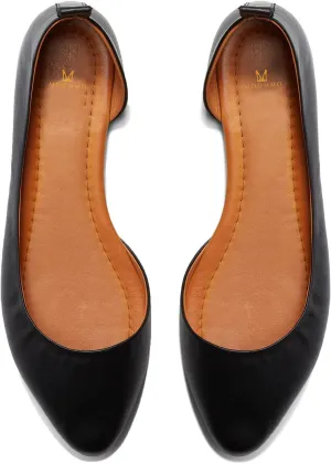 MOOMMO Women Cut Out Flat Shoes Pointed Toe Slip On Ballet Flats DOrsay Comfortable Flat Heel Dress Shoes Side Cut Office Ladies Party Casual Driver Flats 4-11 M US