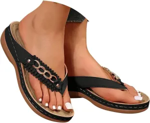 Orthopedic Wedge Flip Flops for Women Summer Casual Fashion Dressy Beach Comfortable Breathable Thong Sandals Lightweight Slip On Slippers Versatile Indoor Outdoor Slippers
