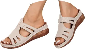 Orthopedic Wedge Sandals for Women 2025 Summer Dressy Outdoor Casual Fashion Slingback Slippers Lightweight Comfortable Solid Color Beach Walking Non Slip Wide Width Platform Wedge Sandals