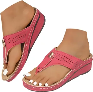 Orthopedic Wedge Sandals for Women Dressy Walking Sandals with Arch Support 2025 Summer Open Toe Soft Yoga Mat Sole Comfortable Cushion Sandals Bohemian Beach Vacation Walking Slippers