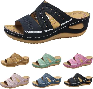 Orthopedic Wedge Sandals for Women Summer Dressy 2025,Casual Open Toe Platform Sandals with Arch Support Slippers Comfortable Slip on Wedge Sandal Flip Flops Outdoor Comfortable Beach Dress Shoes