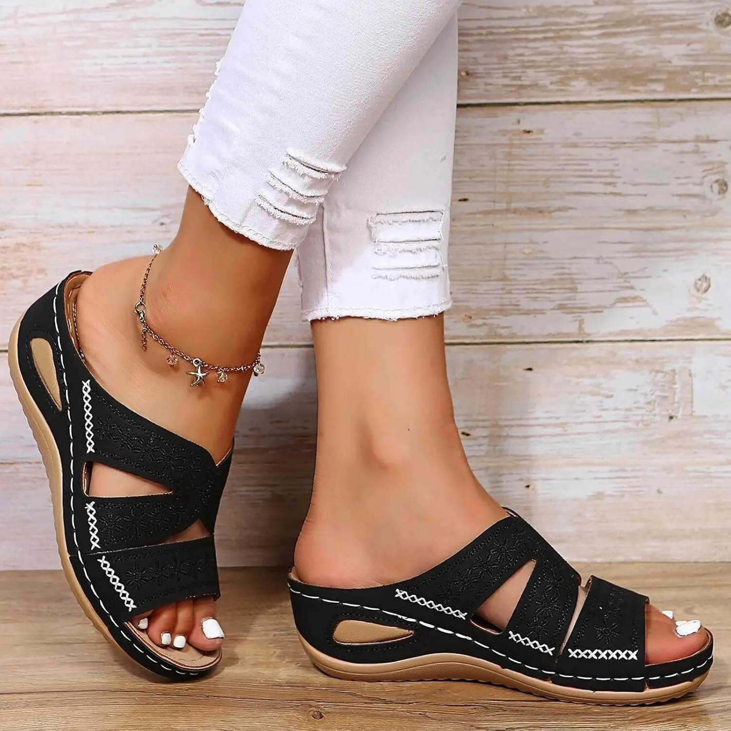 Orthopedic Wedge Sandals for Women Summer Dressy 2025,Casual Open Toe Platform Sandals with Arch Support Slippers Comfortable Slip on Wedge Sandal Flip Flops Outdoor Comfortable Beach Dress Shoes