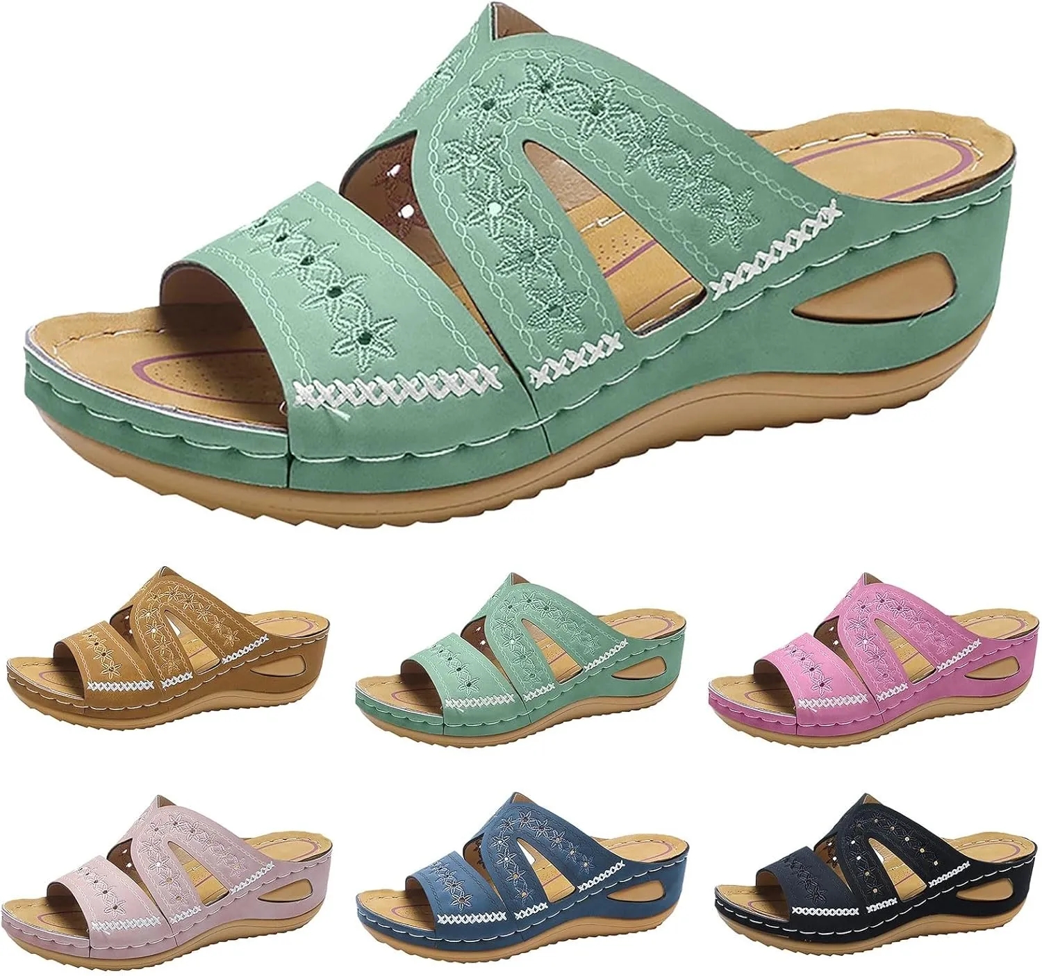 Orthopedic Wedge Summer Shoes for Women Dressy 2025 Flat Open Toe Platform Sandals Casual Flip Flops for Women 2025 with Arch Support Slippers for Office Espadrilles