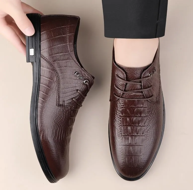 Oxford Shoes for Men Modern Low Top Pointed Toe Tuxedo Derby Shoes Men's Non-Slip Waterproof Business Formal Dress Shoes(Brown,10.5)