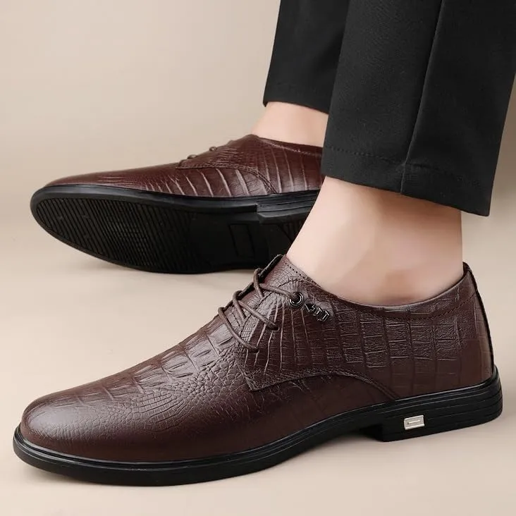 Oxford Shoes for Men Modern Low Top Pointed Toe Tuxedo Derby Shoes Men's Non-Slip Waterproof Business Formal Dress Shoes(Brown,10.5)