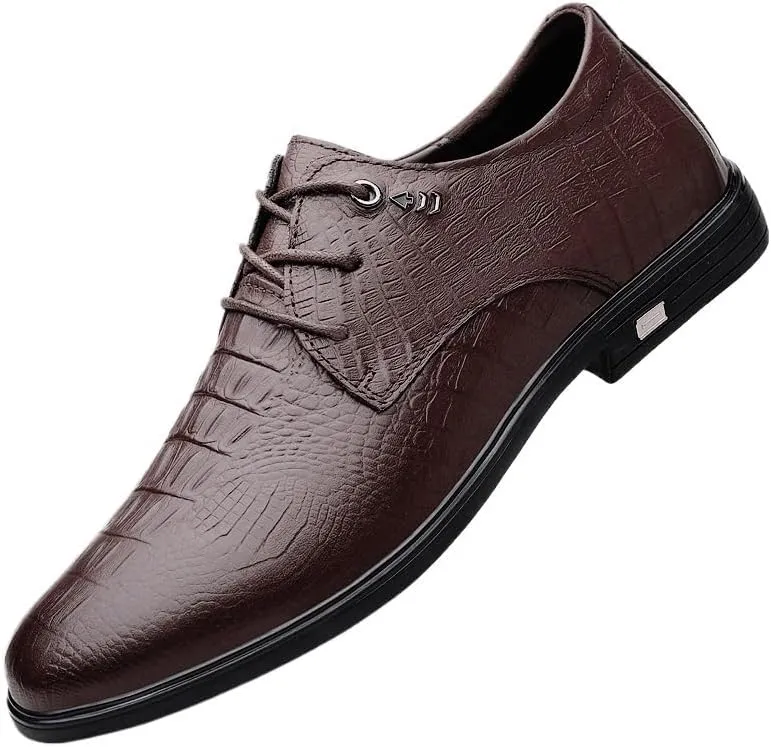 Oxford Shoes for Men Modern Low Top Pointed Toe Tuxedo Derby Shoes Men's Non-Slip Waterproof Business Formal Dress Shoes(Brown,10.5)