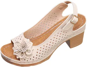 Peep Toe Wedges Heels for Women Leathers Low Heels Sandals Hollow Out Open Toe Breathable Shoes Slingback Casual Beach Shoes