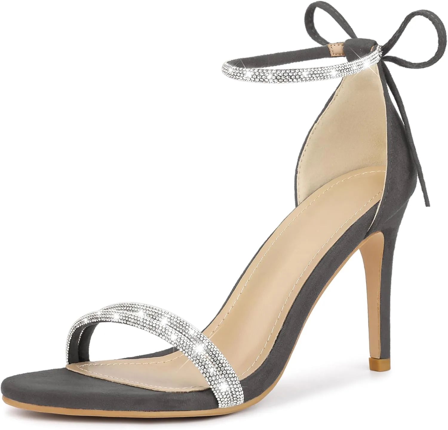 Perphy Rhinestone Ankle Tie Stiletto Heels Sandals for Women