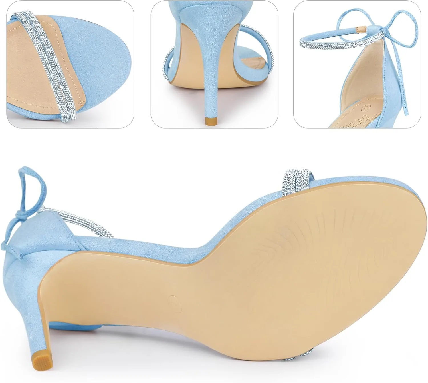 Perphy Rhinestone Ankle Tie Stiletto Heels Sandals for Women