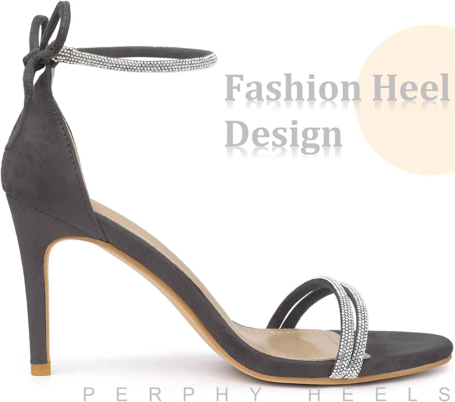 Perphy Rhinestone Ankle Tie Stiletto Heels Sandals for Women