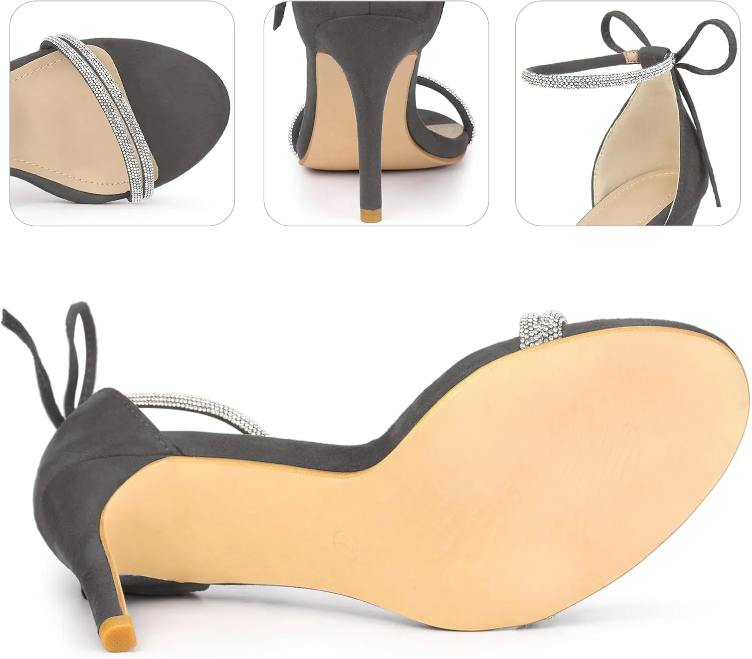 Perphy Rhinestone Ankle Tie Stiletto Heels Sandals for Women