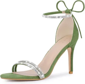 Perphy Rhinestone Ankle Tie Stiletto Heels Sandals for Women