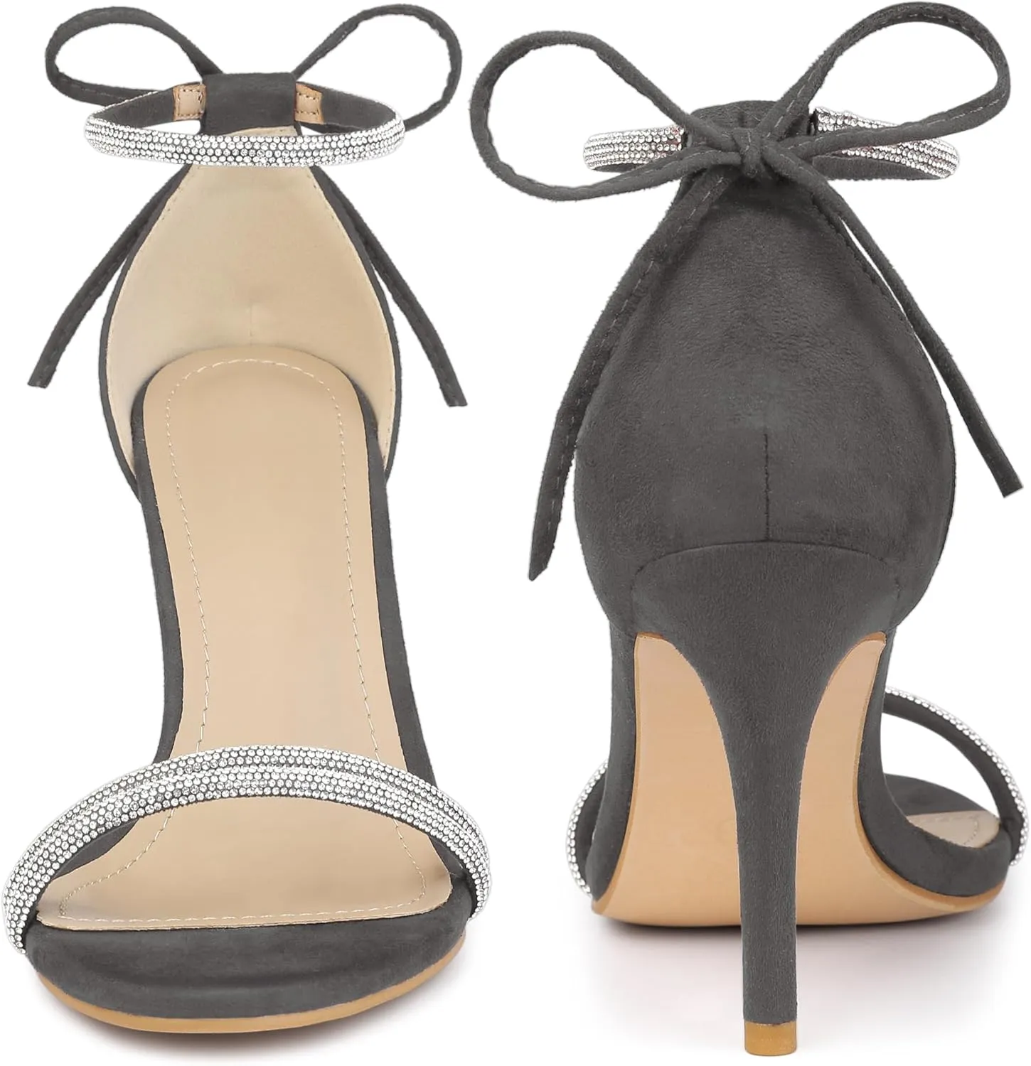 Perphy Rhinestone Ankle Tie Stiletto Heels Sandals for Women