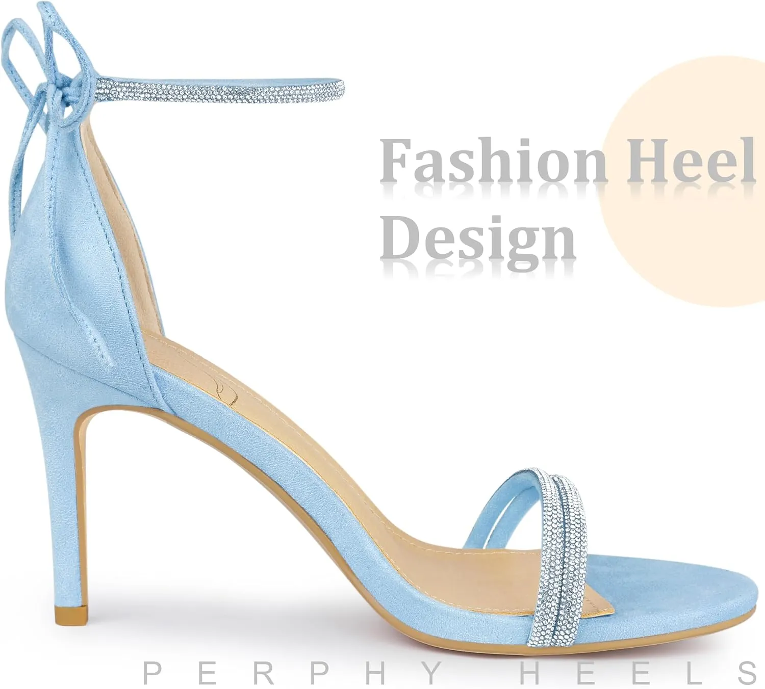 Perphy Rhinestone Ankle Tie Stiletto Heels Sandals for Women
