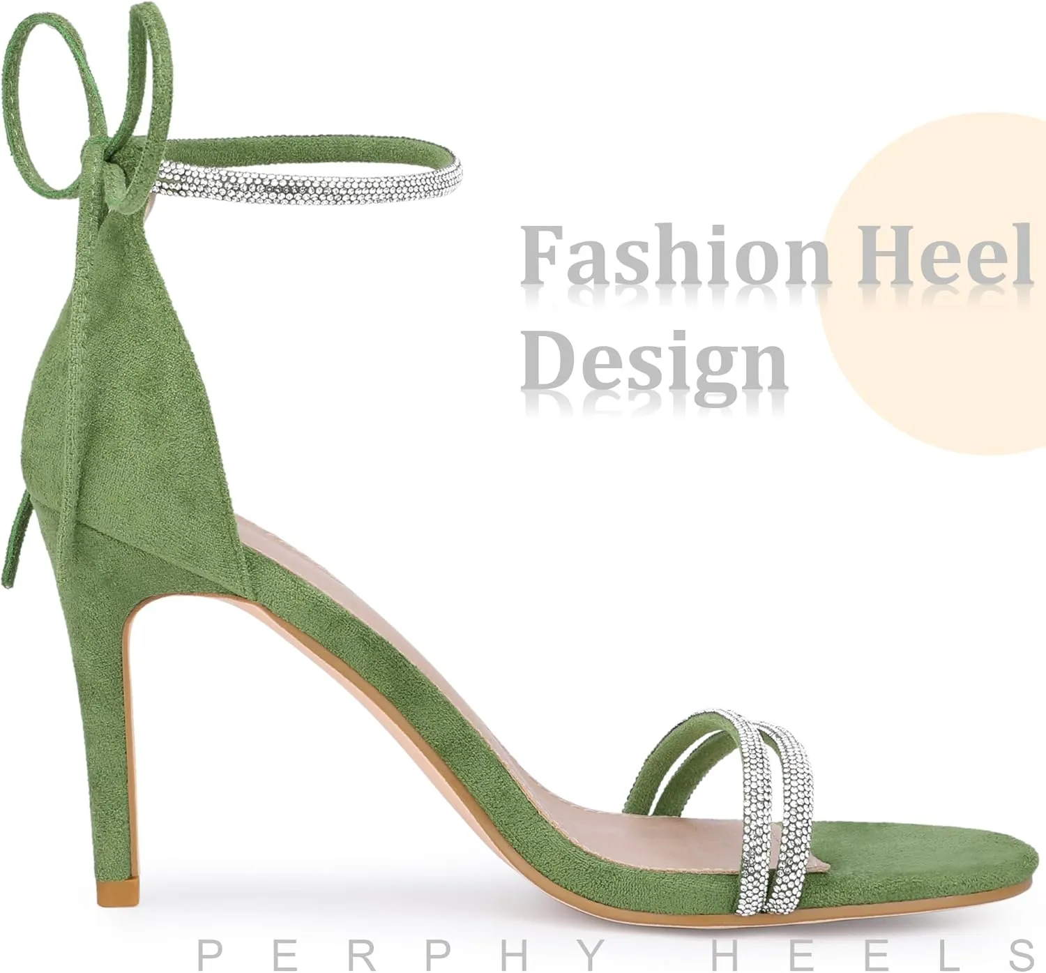 Perphy Rhinestone Ankle Tie Stiletto Heels Sandals for Women