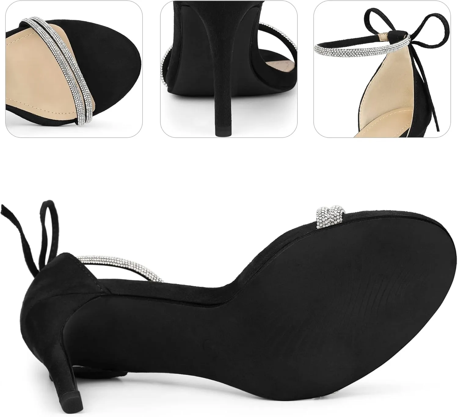 Perphy Rhinestone Ankle Tie Stiletto Heels Sandals for Women