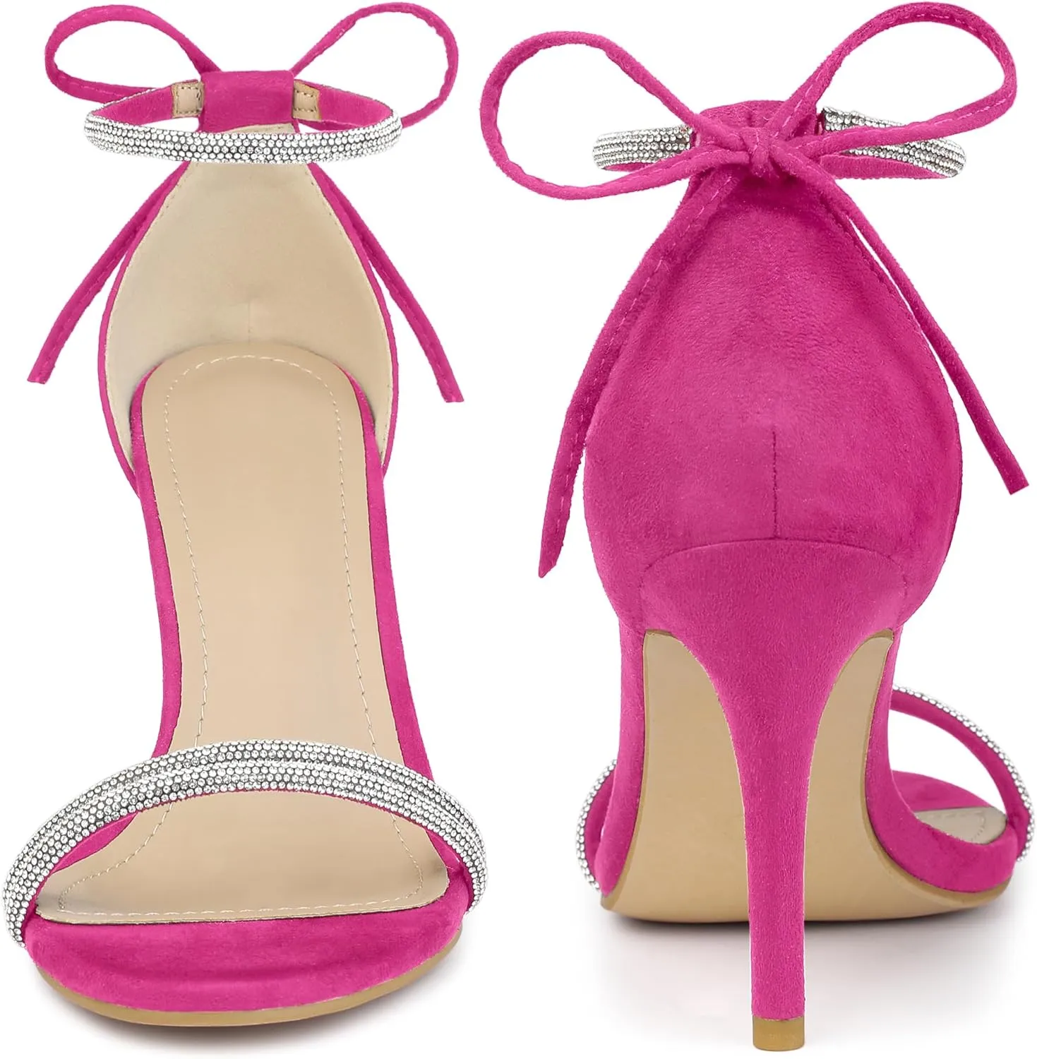 Perphy Rhinestone Ankle Tie Stiletto Heels Sandals for Women