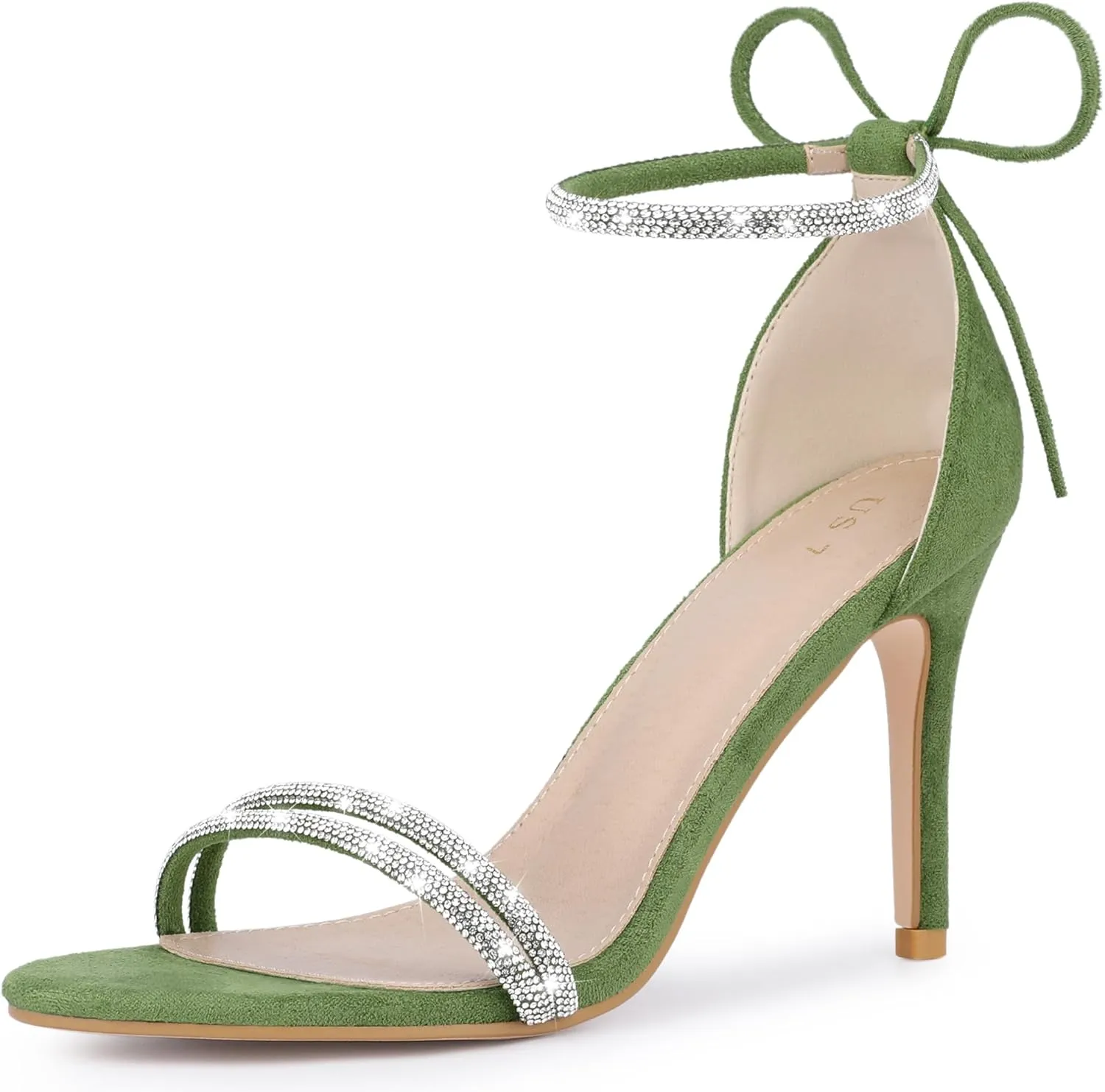 Perphy Rhinestone Ankle Tie Stiletto Heels Sandals for Women
