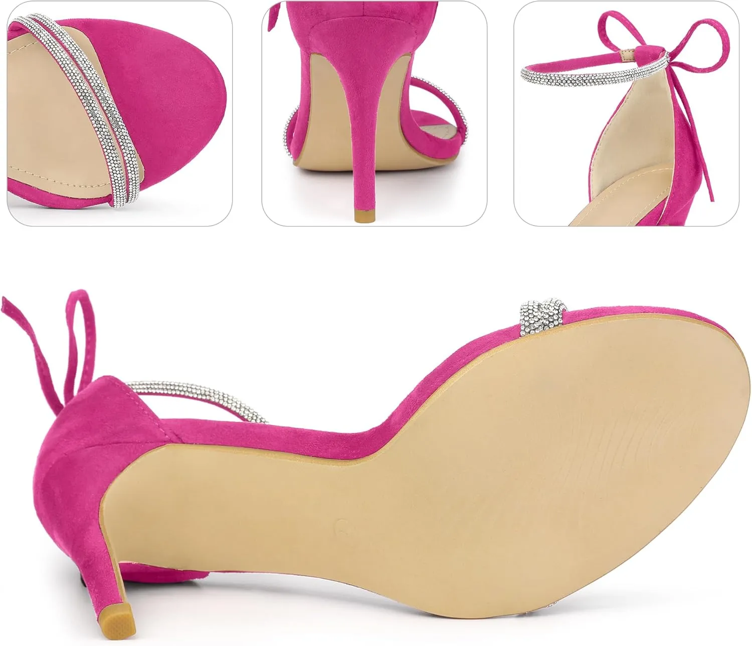 Perphy Rhinestone Ankle Tie Stiletto Heels Sandals for Women