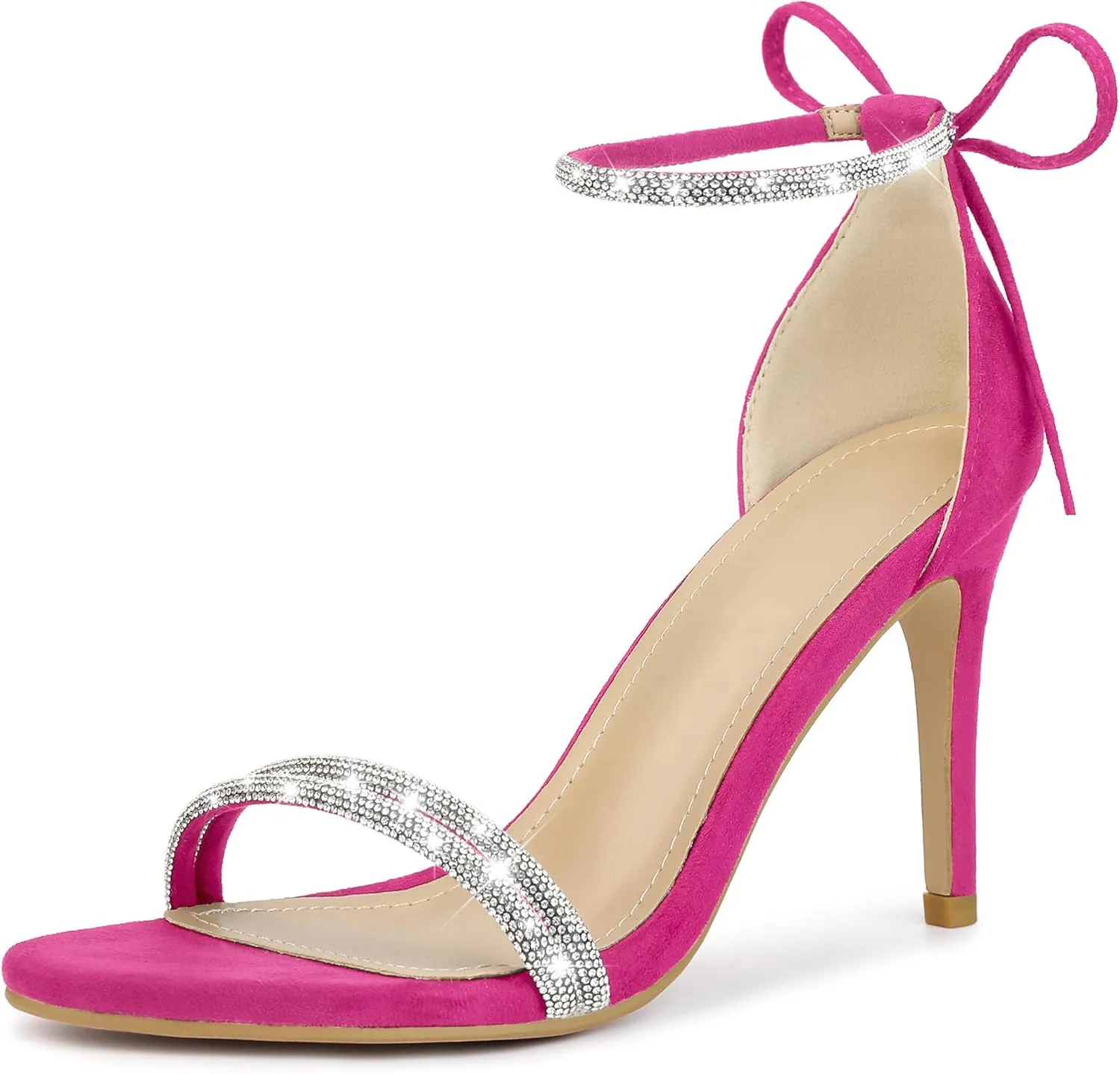 Perphy Rhinestone Ankle Tie Stiletto Heels Sandals for Women