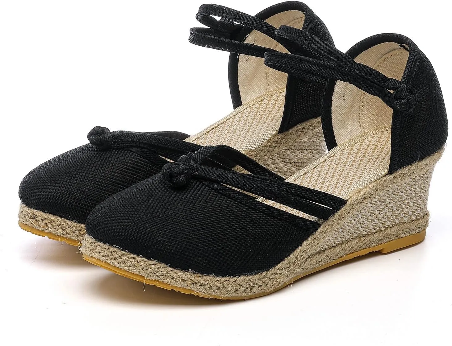 Sandals for Women Dressy Summer,Women's Ankle Strap Closed Toe Espadrille Wedge Sandals Dressy Platform Sandals Casual Shoes