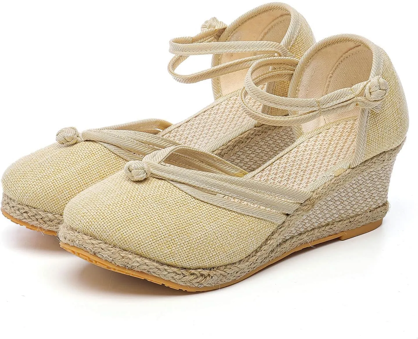 Sandals for Women Dressy Summer,Women's Ankle Strap Closed Toe Espadrille Wedge Sandals Dressy Platform Sandals Casual Shoes