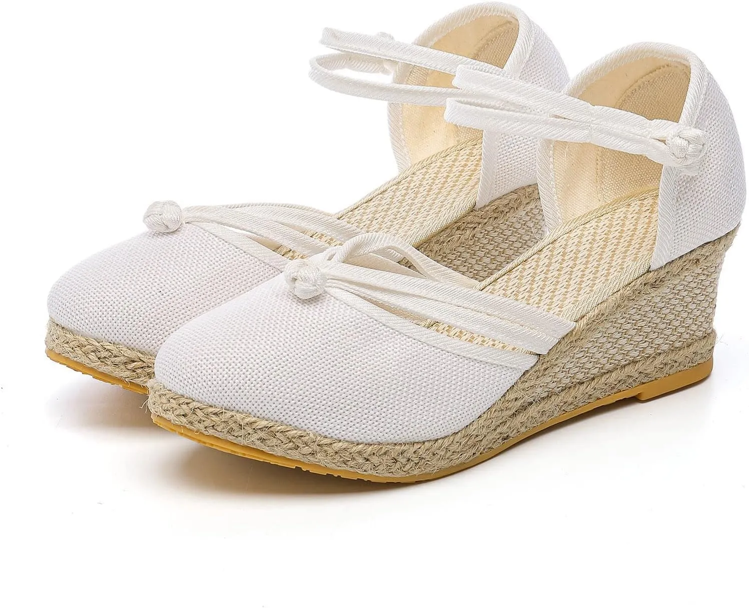 Sandals for Women Dressy Summer,Women's Ankle Strap Closed Toe Espadrille Wedge Sandals Dressy Platform Sandals Casual Shoes