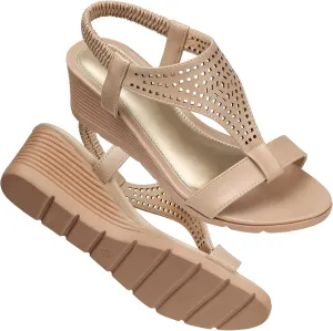 SHIBEVER Wedge Sandals for Women Apricot 10