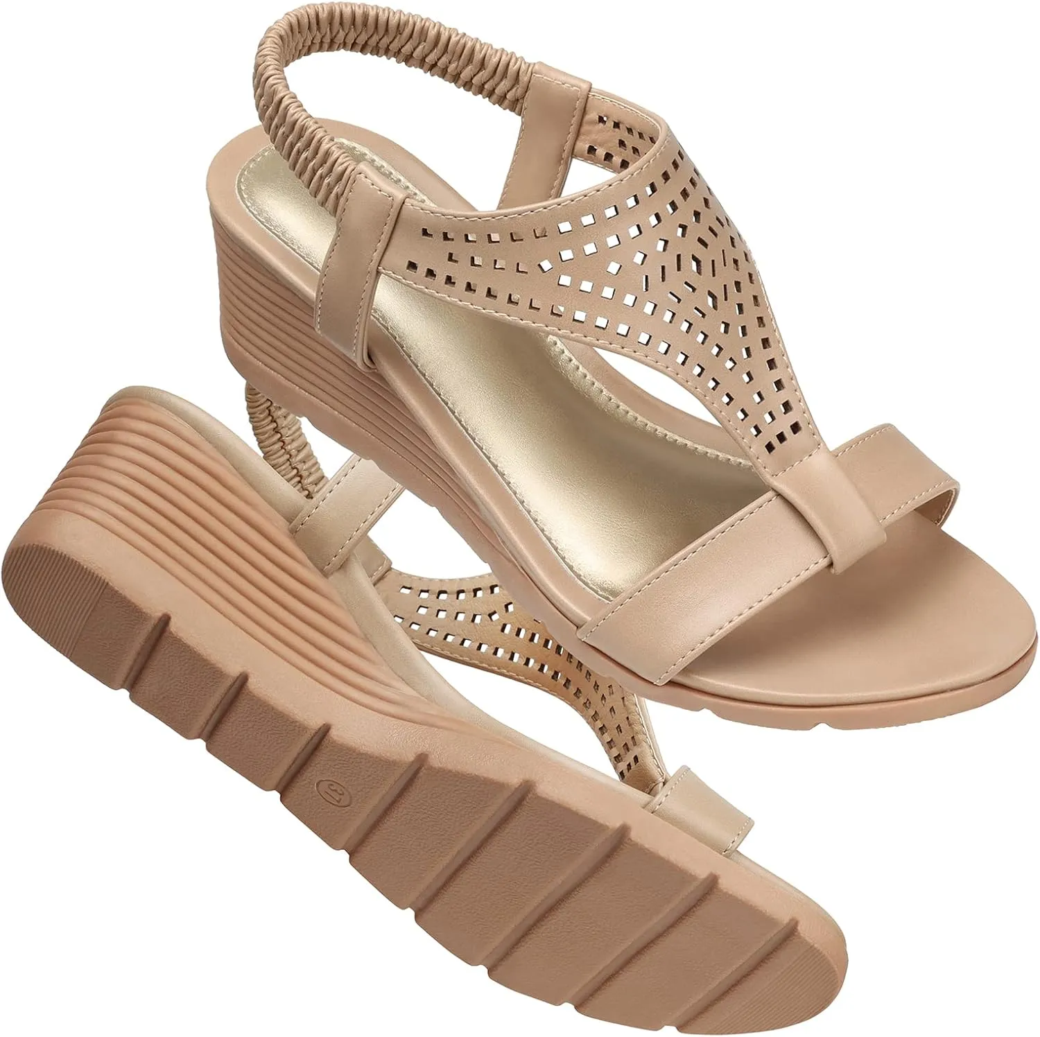 SHIBEVER Wedge Sandals for Women Apricot 10