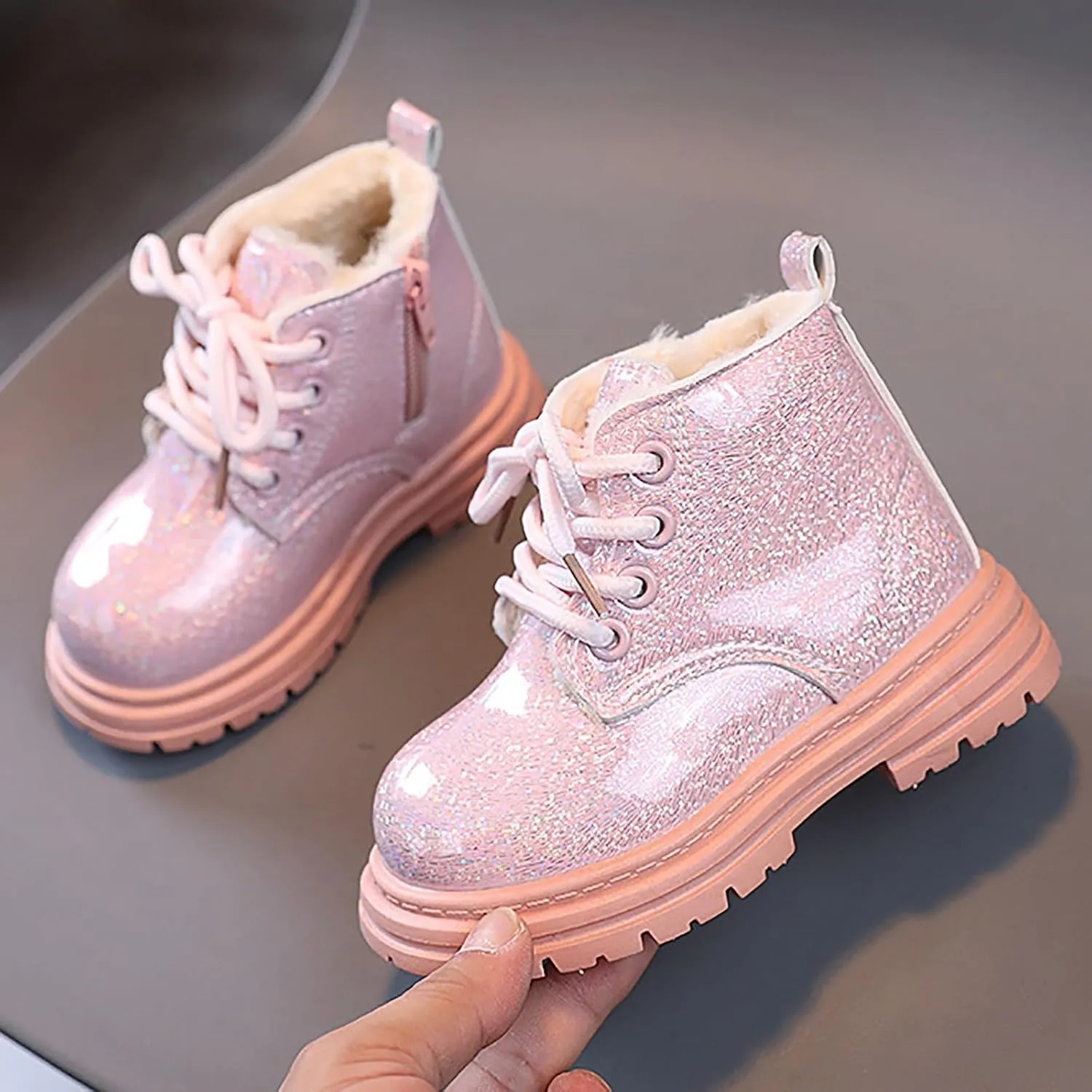 Snow Boots Little Kid Shoes Side Zipper Booties Fashion Boots Low Heel Short Booties Winter Snow Boots