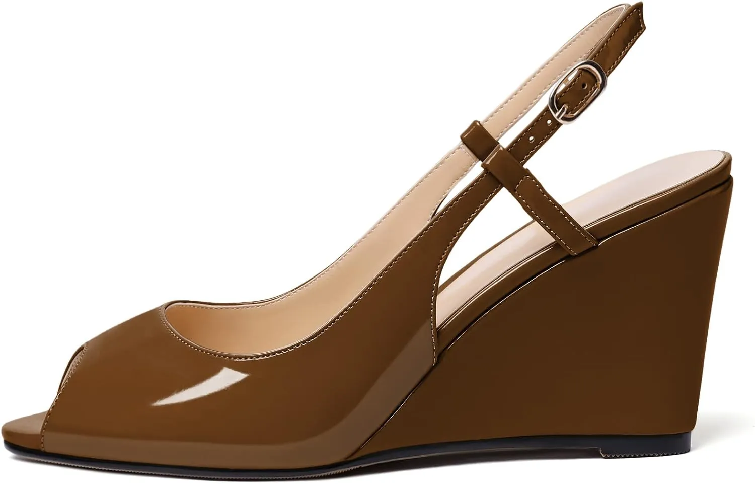 Soireelady Womens Wedges High HEE Pumps Slingback Sandals Peep Toe Sandals Open Toe Ladies Dressy Heels