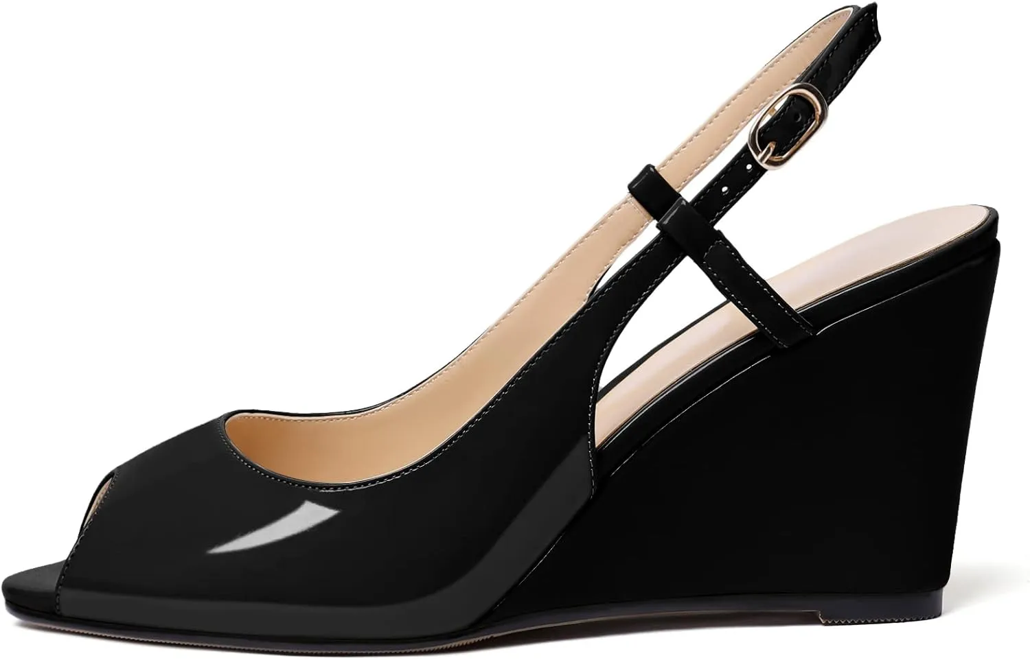Soireelady Womens Wedges High HEE Pumps Slingback Sandals Peep Toe Sandals Open Toe Ladies Dressy Heels