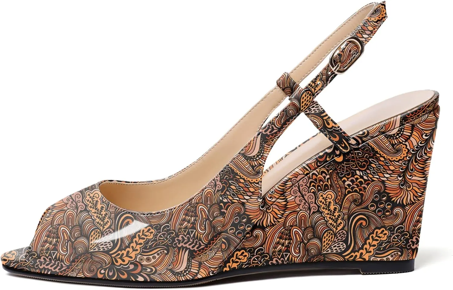 Soireelady Womens Wedges High HEE Pumps Slingback Sandals Peep Toe Sandals Open Toe Ladies Dressy Heels