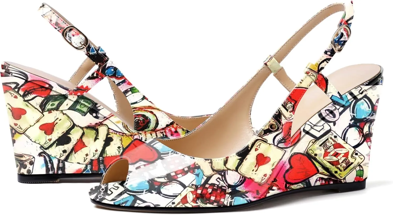 Soireelady Womens Wedges High HEE Pumps Slingback Sandals Peep Toe Sandals Open Toe Ladies Dressy Heels