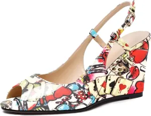 Soireelady Womens Wedges High HEE Pumps Slingback Sandals Peep Toe Sandals Open Toe Ladies Dressy Heels