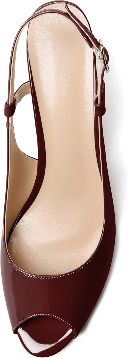 Soireelady Womens Wedges High HEE Pumps Slingback Sandals Peep Toe Sandals Open Toe Ladies Dressy Heels