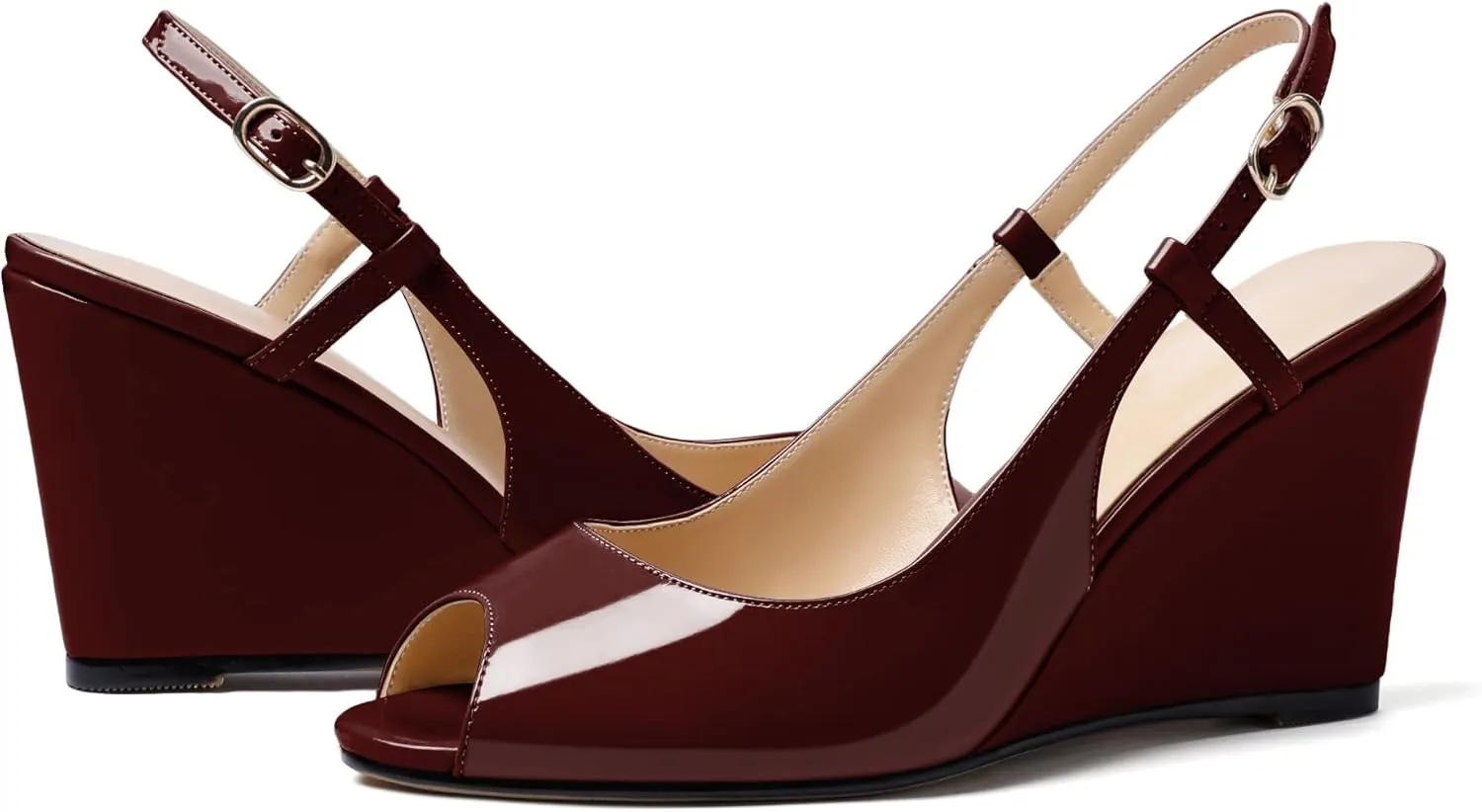 Soireelady Womens Wedges High HEE Pumps Slingback Sandals Peep Toe Sandals Open Toe Ladies Dressy Heels